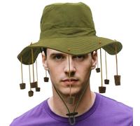 Sun Hat Wide Brim Bucket Hat - Australian Cork Hat | Adjustable Elastic Band Design Headgear | Australian Cork Hat | Fancy Dress Hat for Australia Day for Show Stage Travel Hiking Beach Gathering