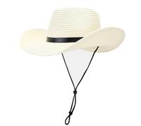 Sun Hat with Large Brim Men and Women Go on Tour through the West Wind Big Belt Decoration Sunblock Hat Black Women, White, One Size