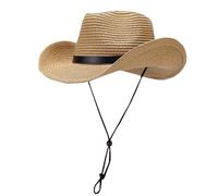 Sun Hat with Large Brim Men and Women Go on Tour through the West Wind Big Belt Decoration Sunblock Hat Black Women, khaki, One Size