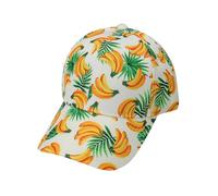 Sun Hats for Men and Women Women's Spring Tropical Style Banana and Banana Leaf Fruit Printed Baseball Hat (White, M)