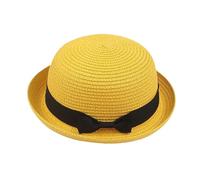 Sun Hats for Women UK, Summer Bowler Decor Straw Hat with Bowknot, Solid Color Foldable Packable Roll Up Hats for Ladies Girls, UV Protection Trendy Beach Hat Caps for Holidays,Travel,Seaside Yellow