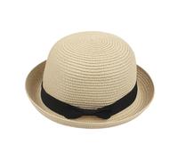 Sun Hats for Women UK, Summer Bowler Decor Straw Hat with Bowknot, Solid Color Foldable Packable Roll Up Hats for Ladies Girls, UV Protection Trendy Beach Hat Caps for Holidays,Travel,Seaside Beige