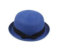 Sun Hats for Women UK, Summer Bowler Decor Straw Hat with Bowknot, Solid Color Foldable Packable Roll Up Hats for Ladies Girls, UV Protection Trendy Beach Hat Caps for Holidays,Travel,Seaside Blue