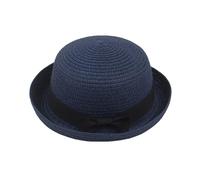 Sun Hats for Women UK, Summer Bowler Decor Straw Hat with Bowknot, Solid Color Foldable Packable Roll Up Hats for Ladies Girls, UV Protection Trendy Beach Hat Caps for Holidays,Travel,Seaside Navy