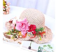 Sun Hats Visors Elegant Women Wide Brim Straw Hat Floppy Summer Summer Hat Holiday Boater Beach Hat Cap Band Bow Hat SombreroS(Light Pink)