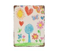 Sun Hearts Butterflies Flowers Tree Metal Tin Sign Plaque | Wall Decor for Cafe, Club Bar, Office, Home Garden Metal Poster 4x16Inch or 8x8inch