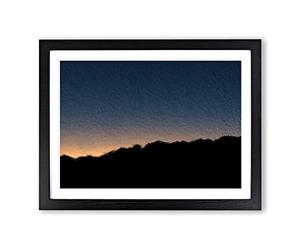 Sun Hiding Behind The Mountain Modern Art Framed Wall Art Print, Ready to Hang Picture for Living Room Bedroom Home Office Décor, Black A4 (34 x 25 cm)