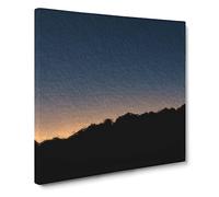 Sun Hiding Behind the Mountain Modern Canvas Wall Art Print Ready to Hang, Framed Picture for Living Room Bedroom Home Office Décor, 14x14 Inch (35x35 cm)