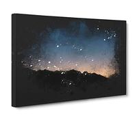 Sun Hiding Behind the Mountain Paint Splash Canvas Print for Living Room Bedroom Home Office Décor, Wall Art Picture Ready to Hang, 30 x 20 Inch (76 x 50 cm)