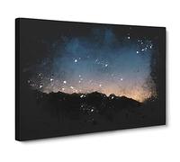 Sun Hiding Behind The Mountain Paint Splash Canvas Print | Gallery Wrapped 30mm Frame Wall Art | 24x16 inches | Ready to Hang | Modern Landscape Picture | Living Room Bedroom Lounge Office