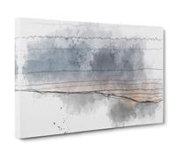 Sun Hiding Behind the Mountain Sketch Canvas Print | Gallery Wrapped 30mm Frame Wall Art | 30x20 inches | Ready to Hang | Modern Landscape Picture | Living Room Bedroom Lounge Office