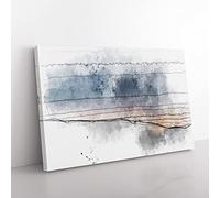 Sun Hiding Behind The Mountain Sketch Modern Art Canvas Wall Art Print Ready to Hang, Framed Picture for Living Room Bedroom Home Office Décor, 60x40 cm (24x16 Inch)