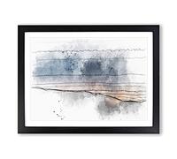 Sun Hiding Behind The Mountain Sketch Modern Art Framed Print | A2 Black Framed Wall Art | Ready to Hang | Modern Landscape Picture | Living Room Bedroom Lounge Office