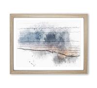 Sun Hiding Behind The Mountain Sketch Modern Art Framed Print | A2 Oak Framed Wall Art | Ready to Hang | Modern Landscape Picture | Living Room Bedroom Lounge Office