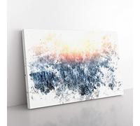 Sun High Over Winter A Forest Watercolour Modern Canvas Wall Art Print Ready to Hang, Framed Picture for Living Room Bedroom Home Office Décor, 60x40 cm (24x16 Inch)