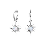 Sun Hoop Earrings 925 Sterling Silver Opal Earrings With Charm Clear Cz Wedding Earrings For Women Fine Jewelry