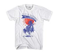 Sun is Shining Summer Beach Palm Trees Surf Men's T-Shirt - White - X-Large