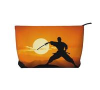 Sun Karate Silhouette Corduroy Makeup Bag Travel Organizer Bag Cosmetic Bag Large Wide-Open Pouch