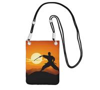 Sun Karate Silhouette Crossbody Phone Bag for Women, Small Shoulder Purse with Adjustable Strap, Waterproof Fabric Cell Phone Pouch for Travel & Daily Use