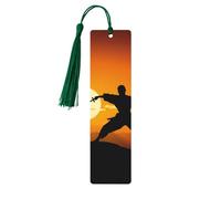 Sun Karate Silhouette Wooden Bookmark Perfect Decoration for Bookmarks Lovers Students Reading Book Club