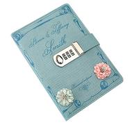 Sun Kea Students Password Diary Faux Leather Cover Writing Notebook Romantic Roses Pattern Journal Organizer Gift, 180 Sheets, 7.8" x 6.2"