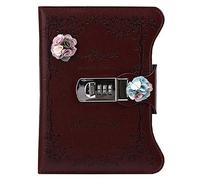 Sun Kea Students Password Diary Faux Leather Cover Writing Notebook Romantic Roses Pattern Journal Organizer Gift, 180 Sheets, 7.8" x 6.2"