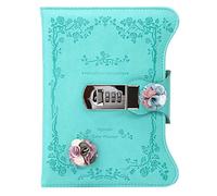 Sun Kea Students Password Diary Faux Leather Cover Writing Notebook Romantic Roses Pattern Journal Organizer Gift, 180 Sheets, 7.8" x 6.2"