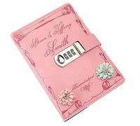 Sun Kea Students Password Diary Faux Leather Cover Writing Notebook Romantic Roses Pattern Journal Organizer Gift, 180 Sheets, 7.8" x 6.2"