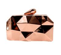 Sun Kea Women Geometric Lattice Metal Handbag Diamond Evening Clutch Bags Mini Chain Shoulder Bag Purse,Rose Gold