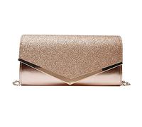 Sun Kea Women Shiny Evening Bag Chain Glitter Sequined Shoulder Handbag Clutch Purse for Wedding Party Prom, E-rose Gold