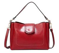 Sun Kea Womens Solid Shoulder Bag Large Ladies Smooth Leather Crossbody Bag Lightweight Purse, Red, One Size