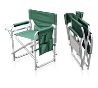 Sun Leisure Folding Alloy Sports Directors Chair, Strong Sturdy Solid Alloy Frame, With Folding Side Table And Side Pockets, Fishing Garden