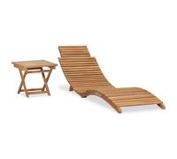 Sun Lounger 175x50x55cm Solid Teak Wood Foldable Adjustable Backrest Brown Deck