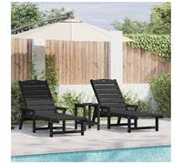 Sun lounger 2-seater Black Polyethylene 195.5x53x98.5cm Adjustable Weatherproof
