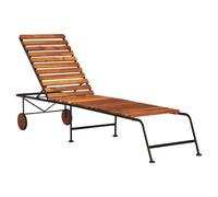 Sun lounger 205x50x30cm Natural Acacia Wood with Steel Frame 3-Position Back No