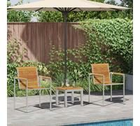 Sun lounger 3pc Solid Acacia Wood Brown 200x60x88cm Adjustable Backrest Outdoor