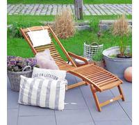 Sun Lounger Acacia Wood in ushion