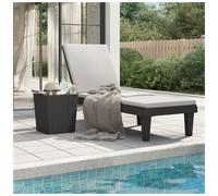 Sun lounger adjustable 5-pos black PP 155x58x83 cm imitation wood lightweight