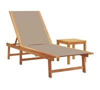 Sun Lounger Bed Outdoor Garden Recliner Solid Acacia Wood and Textilene vidaXL