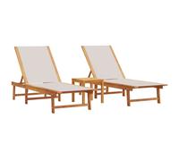 Sun Lounger Bed Outdoor Garden Recliner Solid Acacia Wood and Textilene vidaXL