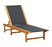 Sun Lounger Bed Outdoor Garden Recliner Solid Acacia Wood and Textilene vidaXL