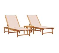 vidaXL Sun Loungers 2 pcs with Table Blue Solid Wood Acacia and Textilene NEW