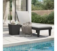 Sun Lounger Black 155x58x83 cm Polypropylene Adjustable 5-Position Slim Recliner