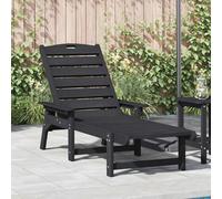 Sun Lounger Black HDPE 195.5 x 53 x 98.5 cm Adjustable Backrest Stainless Steel