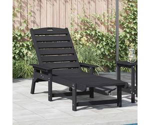 Sun Lounger Black HDPE 195.5 x 53 x 98.5 cm Adjustable Backrest Stainless Steel