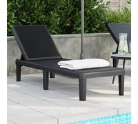 Sun Lounger Black PP 155.5x57x28 cm 4-Way Height Adjustable Outdoor Weatherproof