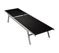 Sun Lounger Black/Silver Steel Frame Textilene 200x58x32cm Adjustable Backrests