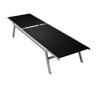 Sun Lounger Black/Silver Steel Frame Textilene 200x58x32cm Adjustable Backrests