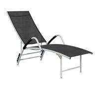 Sun Lounger Black Textilene & Aluminum Extra Adjustable 170-193 x 60.5 x 96-51cm
