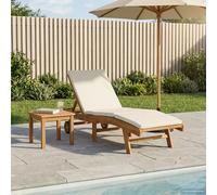 Sun Lounger Brown & Cream Polyester 200x59.5x35cm Foldable Outdoor Recliner Slim